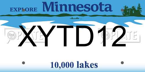 XYTD12 Minnesota License Plate