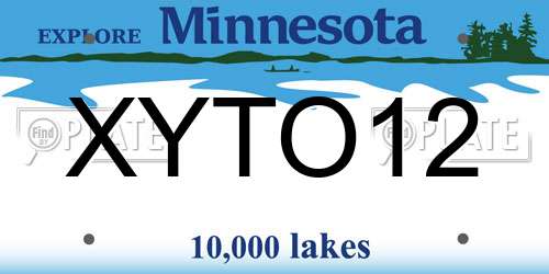 XYTO12 Minnesota License Plate