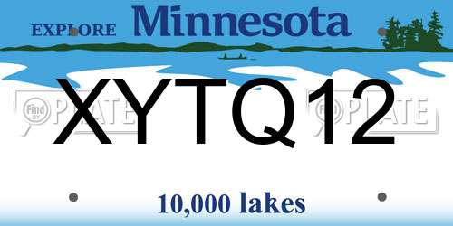 XYTQ12 Minnesota License Plate