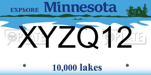 XYZQ12 Minnesota License Plate