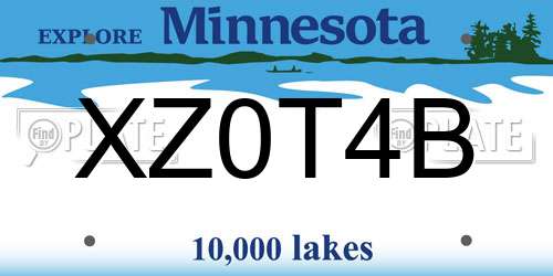XZ0T4B Minnesota License Plate