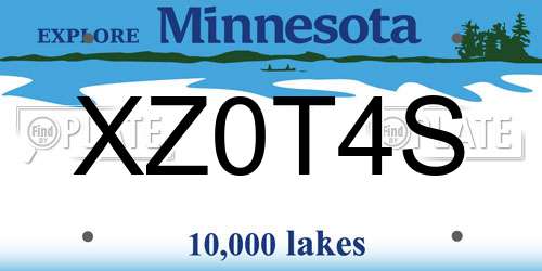 XZ0T4S Minnesota License Plate