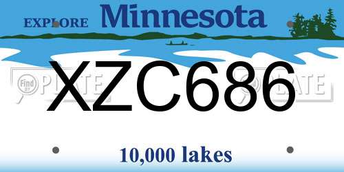 XZC686 Minnesota License Plate