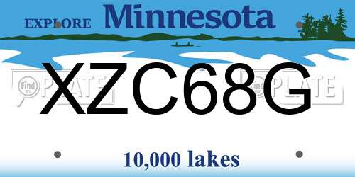 XZC68G Minnesota License Plate