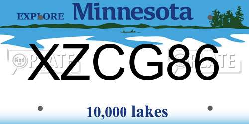XZCG86 Minnesota License Plate