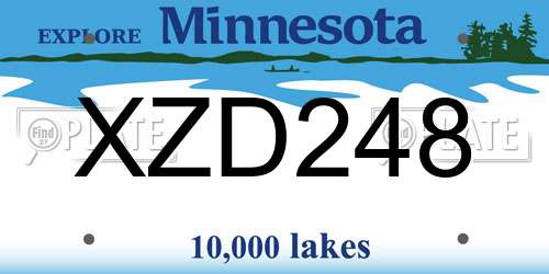 XZD248 Minnesota License Plate