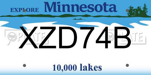 XZD74B Minnesota License Plate