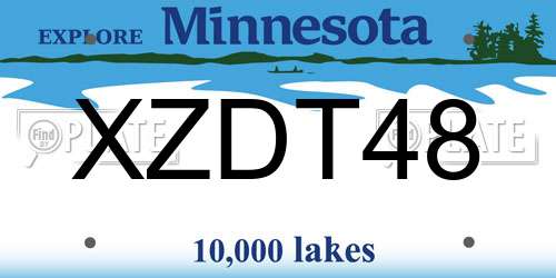 XZDT48 Minnesota License Plate