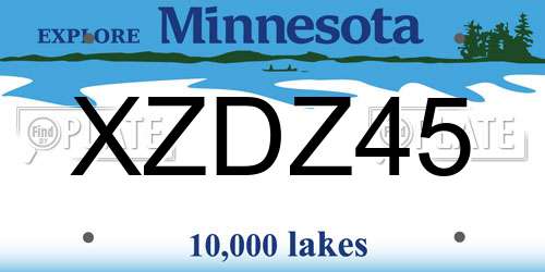 XZDZ45 Minnesota License Plate