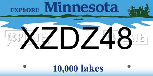 XZDZ48 Minnesota License Plate