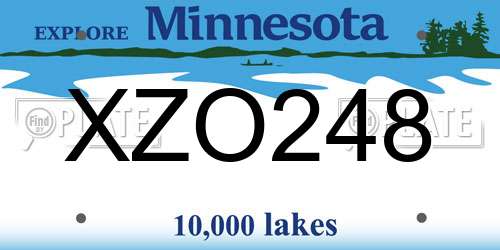 XZO248 Minnesota License Plate