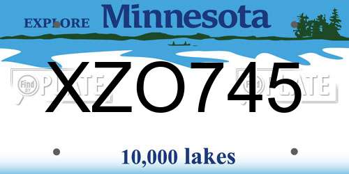 XZO745 Minnesota License Plate