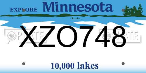 XZO748 Minnesota License Plate