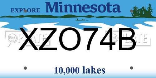 XZO74B Minnesota License Plate