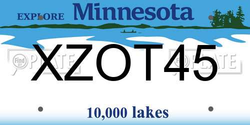 XZOT45 Minnesota License Plate