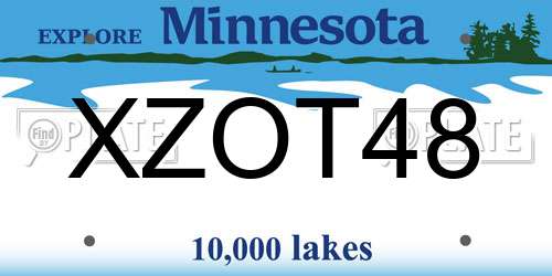 XZOT48 Minnesota License Plate