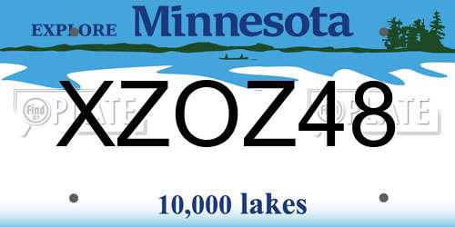 XZOZ48 Minnesota License Plate