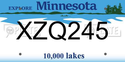 XZQ245 Minnesota License Plate