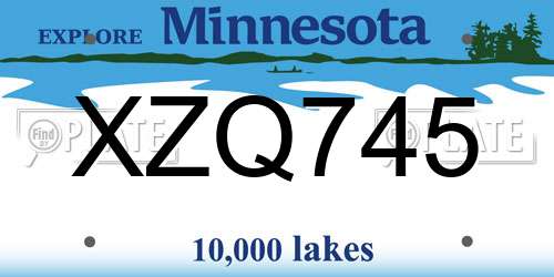 XZQ745 Minnesota License Plate