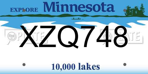 XZQ748 Minnesota License Plate
