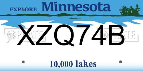 XZQ74B Minnesota License Plate