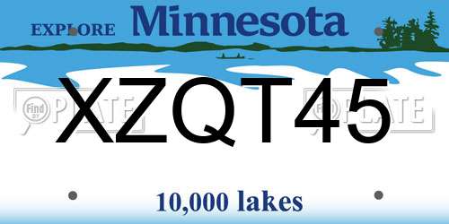 XZQT45 Minnesota License Plate