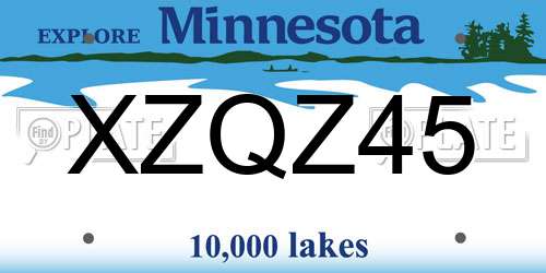 XZQZ45 Minnesota License Plate
