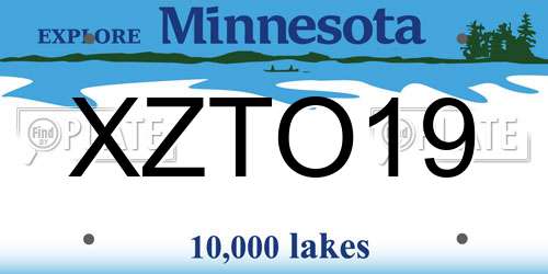 XZTO19 Minnesota License Plate