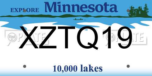 XZTQ19 Minnesota License Plate