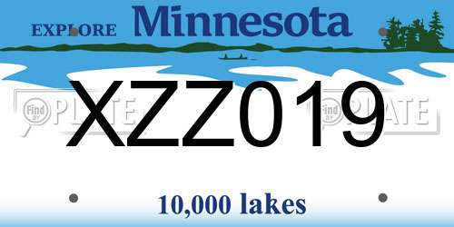 XZZ019 Minnesota License Plate
