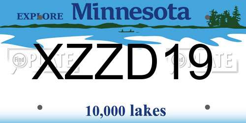 XZZD19 Minnesota License Plate