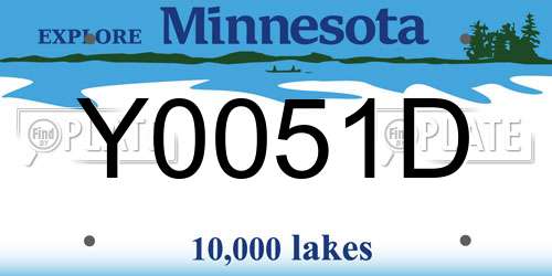 Y0051D Minnesota License Plate