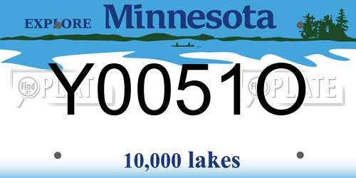 Y0051O Minnesota License Plate
