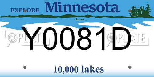 Y0081D Minnesota License Plate