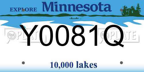 Y0081Q Minnesota License Plate