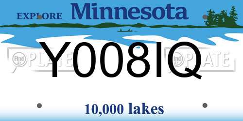 Y008IQ Minnesota License Plate