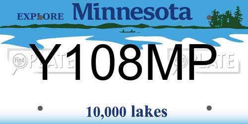 Y108MP Minnesota License Plate