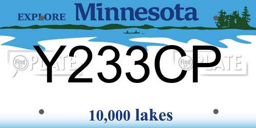 Y233CP Minnesota License Plate
