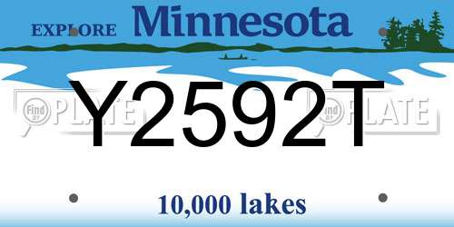 Y2592T Minnesota License Plate