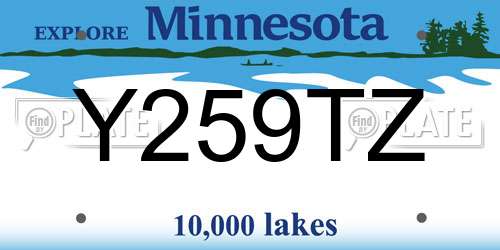 Y259TZ Minnesota License Plate