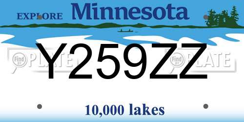 Y259ZZ Minnesota License Plate