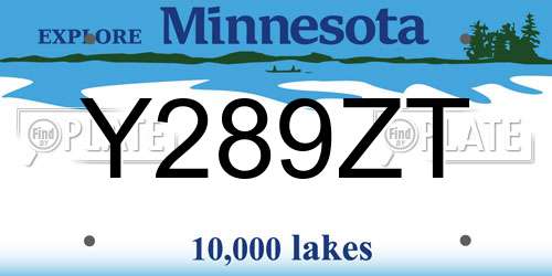Y289ZT Minnesota License Plate
