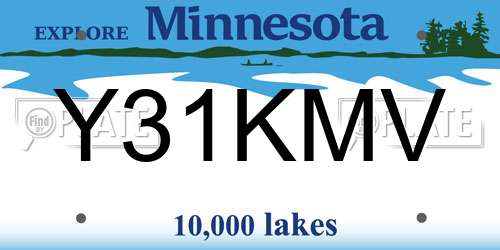 Y31KMV Minnesota License Plate