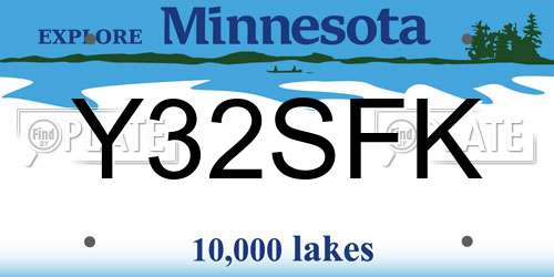 Y32SFK Minnesota License Plate