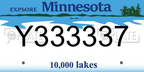 Y333337 Minnesota License Plate