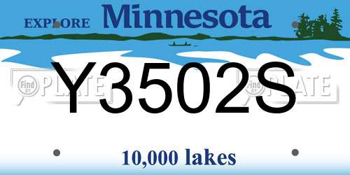 Y3502S Minnesota License Plate