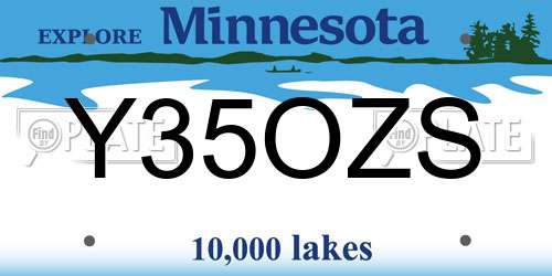 Y35OZS Minnesota License Plate