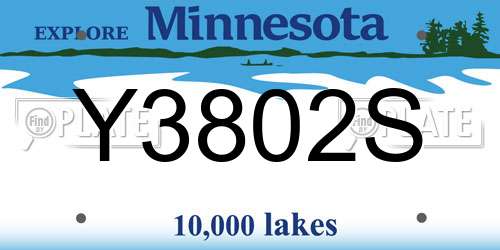 Y3802S Minnesota License Plate