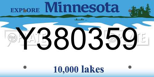 Y380359 Minnesota License Plate