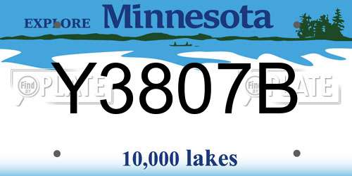 Y3807B Minnesota License Plate